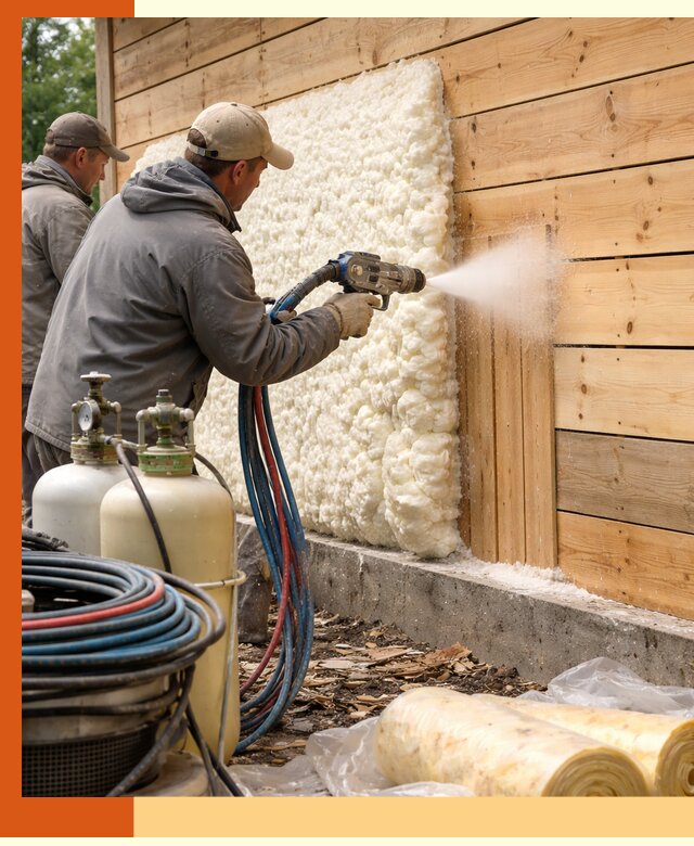 Утепление деревянного дома пенополиуретаном в Малоярославце