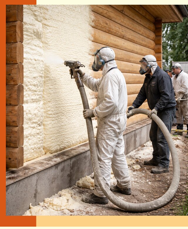 Утепление дома из бруса пенополиуретаном в Малоярославце