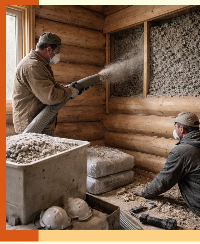 Утепление дома из бруса эковатой в Малоярославце