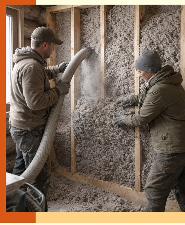 Утепление бревенчатого дома эковатой в Малоярославце