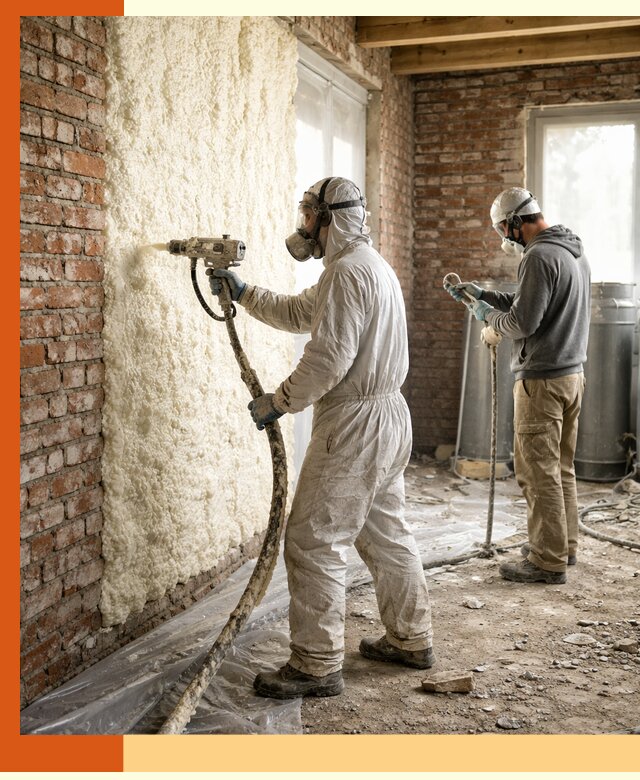 Утепление кирпичного дома пенополиуретаном в Малоярославце