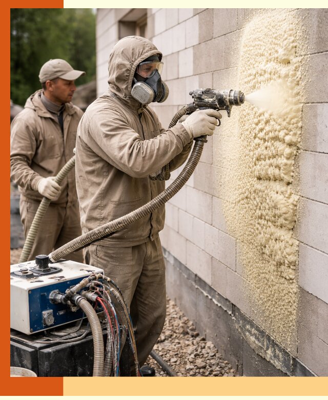 Утепление дома из газобетона ППУ в Малоярославце — надежная теплоизоляция