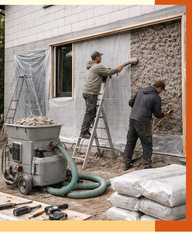 Утепление дома из газобетона эковатой в Малоярославце от 4654 руб./м2 | ТепломастерМлр