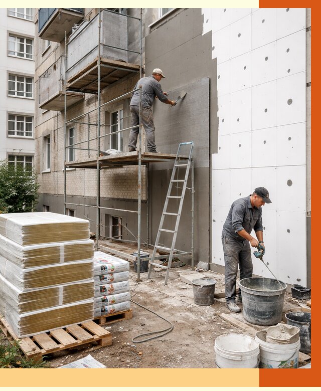 Утепление квартиры снаружи в Малоярославце от 6360 руб/м2 под ключ | ТепломастерМлр