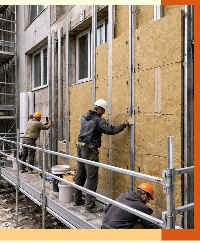 Утепление вентилируемого фасада в Малоярославце от 5792 руб/м2 — монтаж и утепление вентфасад | ТепломастерМлр