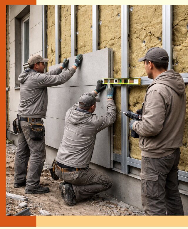 Утепление вентилируемого фасада под ключ в Малоярославце