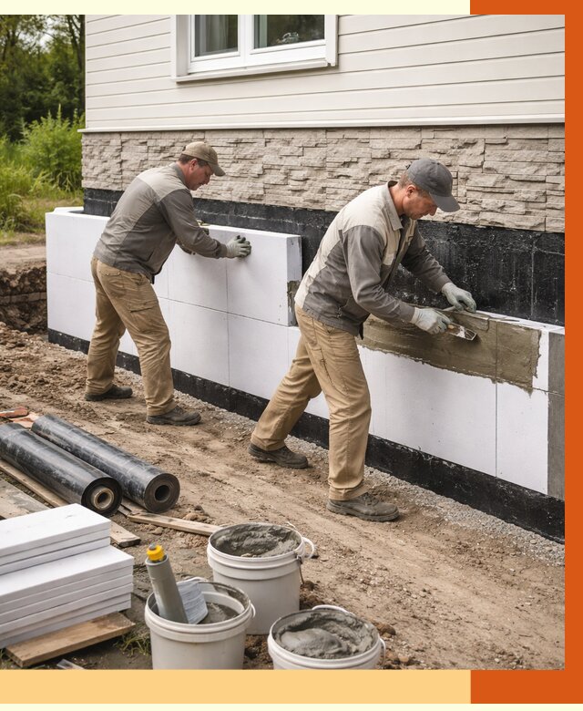 Утепление фундамента снаружи в Малоярославце от 4344 руб. за м² | ТепломастерМлр