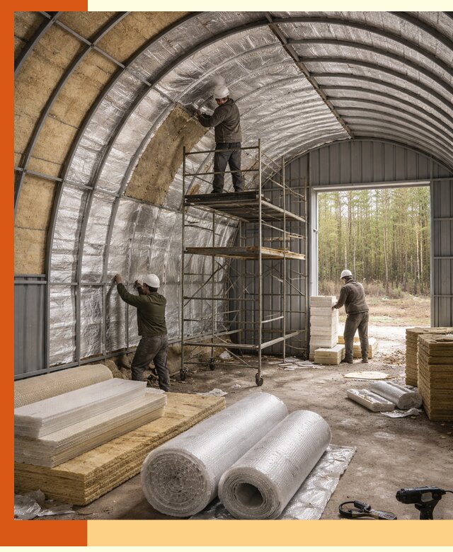 Утепление арочного ангара под ключ в Малоярославце