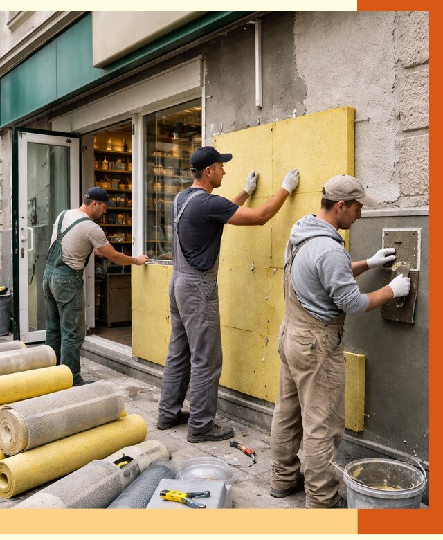 Утепление магазина в Малоярославце от 4654 руб/м2 — цена, стены и снаружи | ТепломастерМлр