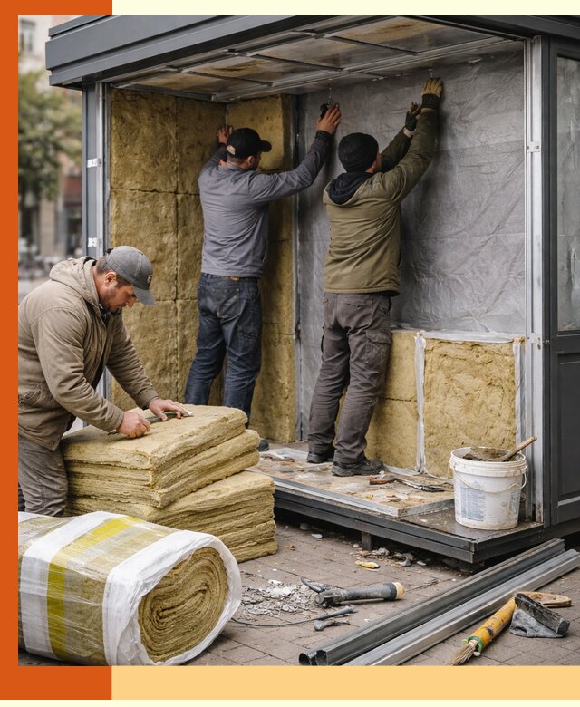 Утепление павильона шаурмы под ключ в Малоярославце