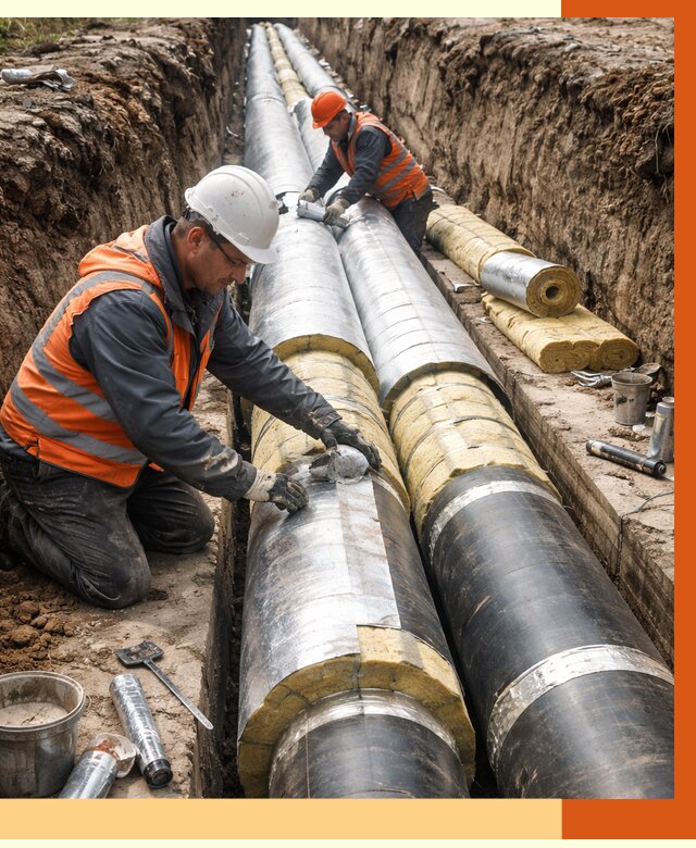 Утепление теплотрассы в Малоярославце от 4654 руб./м2 — ппу и комплексная изоляция | ТепломастерМлр