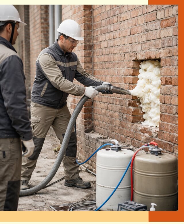 Заливка ППУ в пустоты кирпичной стены в Малоярославце от 2844 руб. | ТепломастерМлр