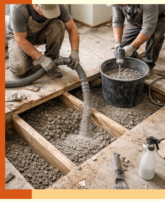 Заполнение пустот пола в Малоярославце полиуретаном и пенополистиролом