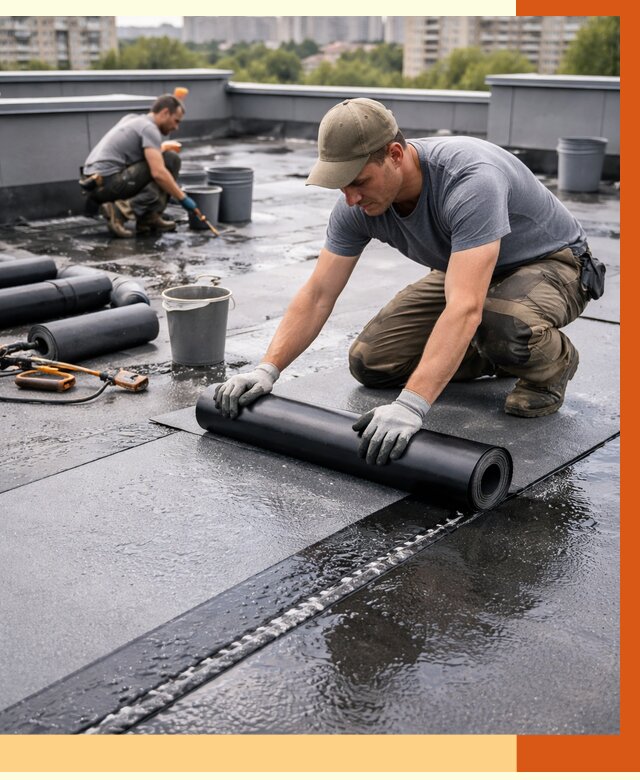 Гидроизоляция плоской кровли в Малоярославце от 4654 руб./м2 — профессионально | ТепломастерМлр