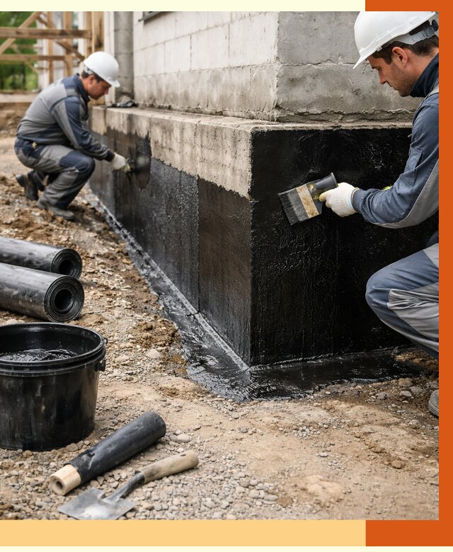 Гидроизоляция фундамента в Малоярославце от 1293 руб. — профессионально, под ключ | ТепломастерМлр