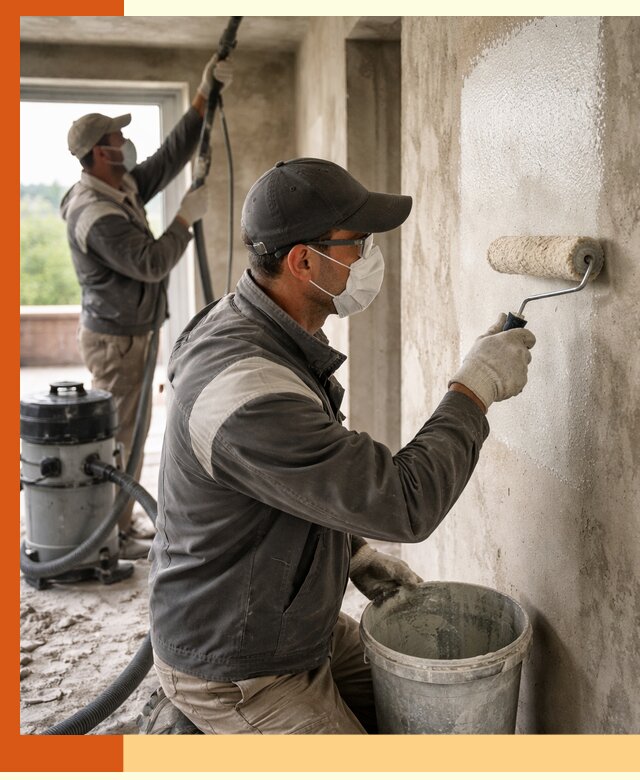 Подготовка поверхности под напыление утеплителя в Малоярославце