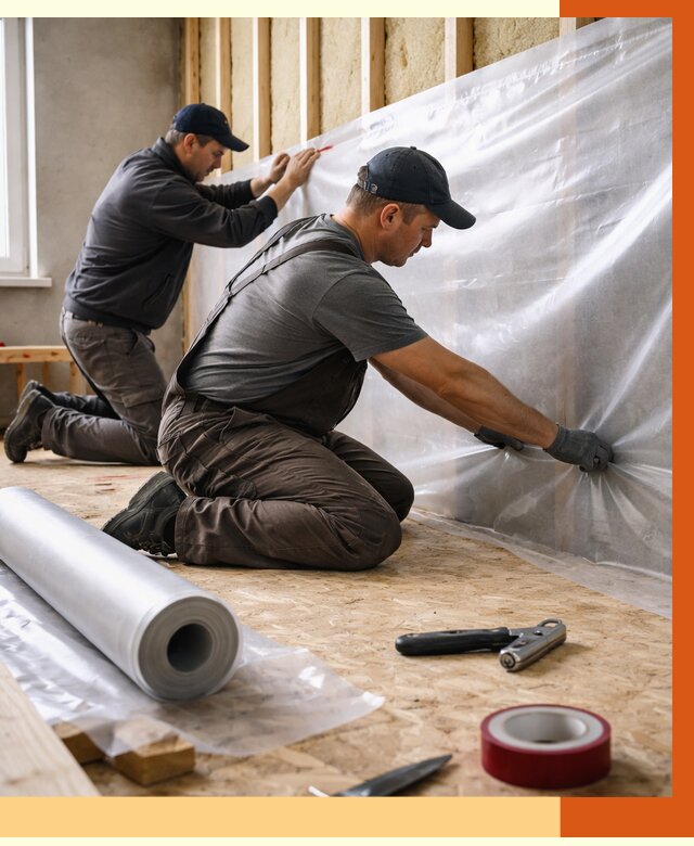 Монтаж пароизоляции в Малоярославце от 2586 руб. — установка и укладка под ключ | ТепломастерМлр