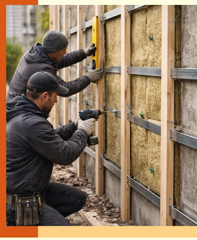 Монтаж обрешетки под утепление зданий и квартир в Малоярославце